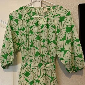 Green/off White dress